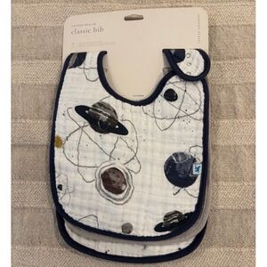 Little Unicorn Cotton Muslin Classic Bibs 3-Pack Planetary Blue Gray